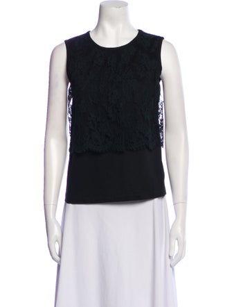 Leur Logette Lace Pattern Crew Neck Top