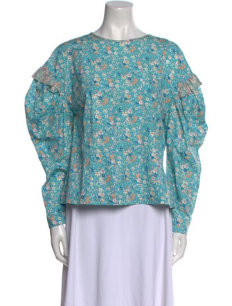 Leur Logette Floral Print Crew Neck Blouse