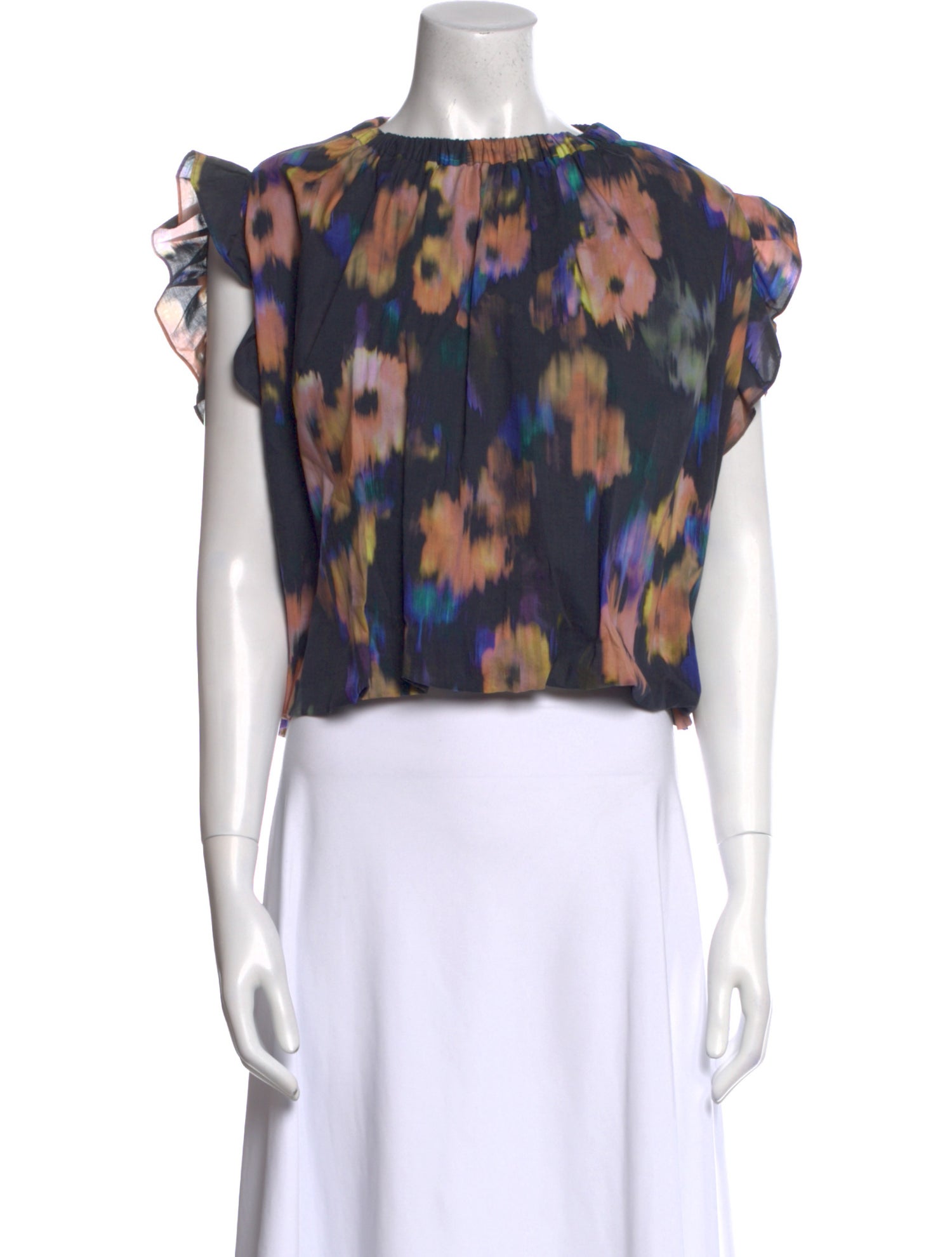 Leur Logette Floral Print Bateau Neckline Crop Top