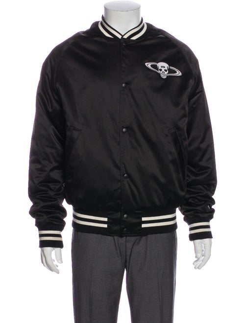 RtA Denim Graphic Print Bomber Jacket Denim