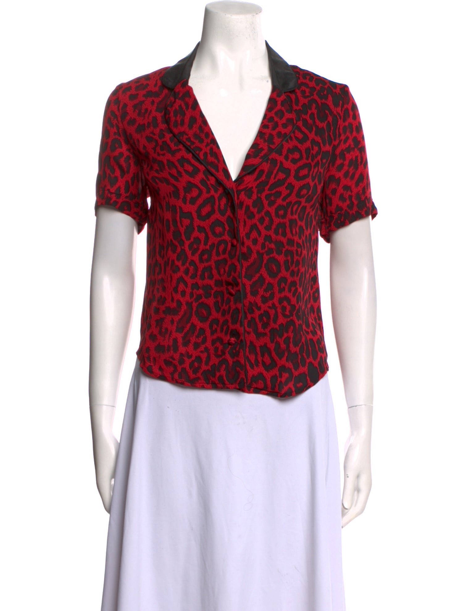 RtA Silk Animal Print Button-Up Top