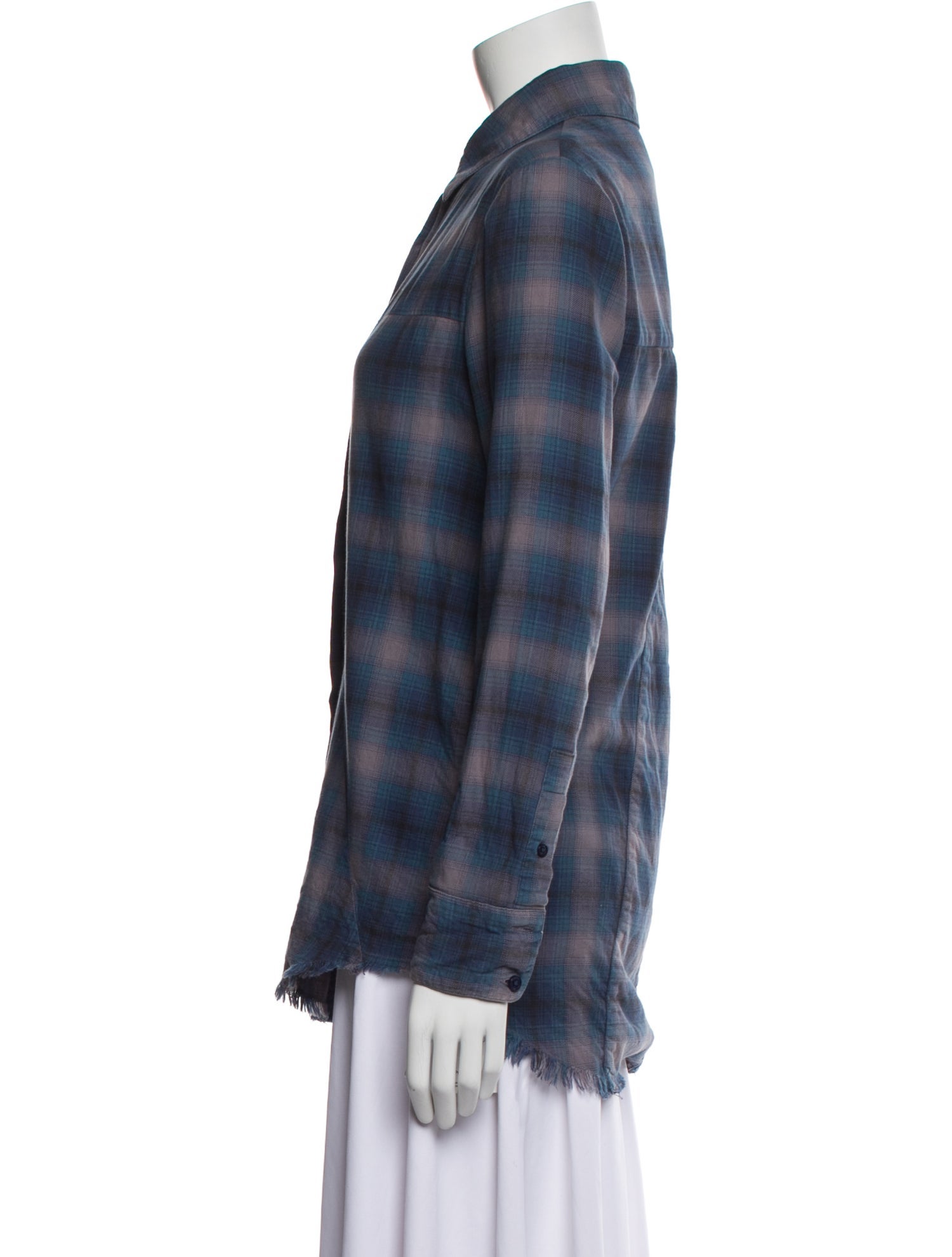 RtA Plaid Print Long Sleeve Button-Up Top