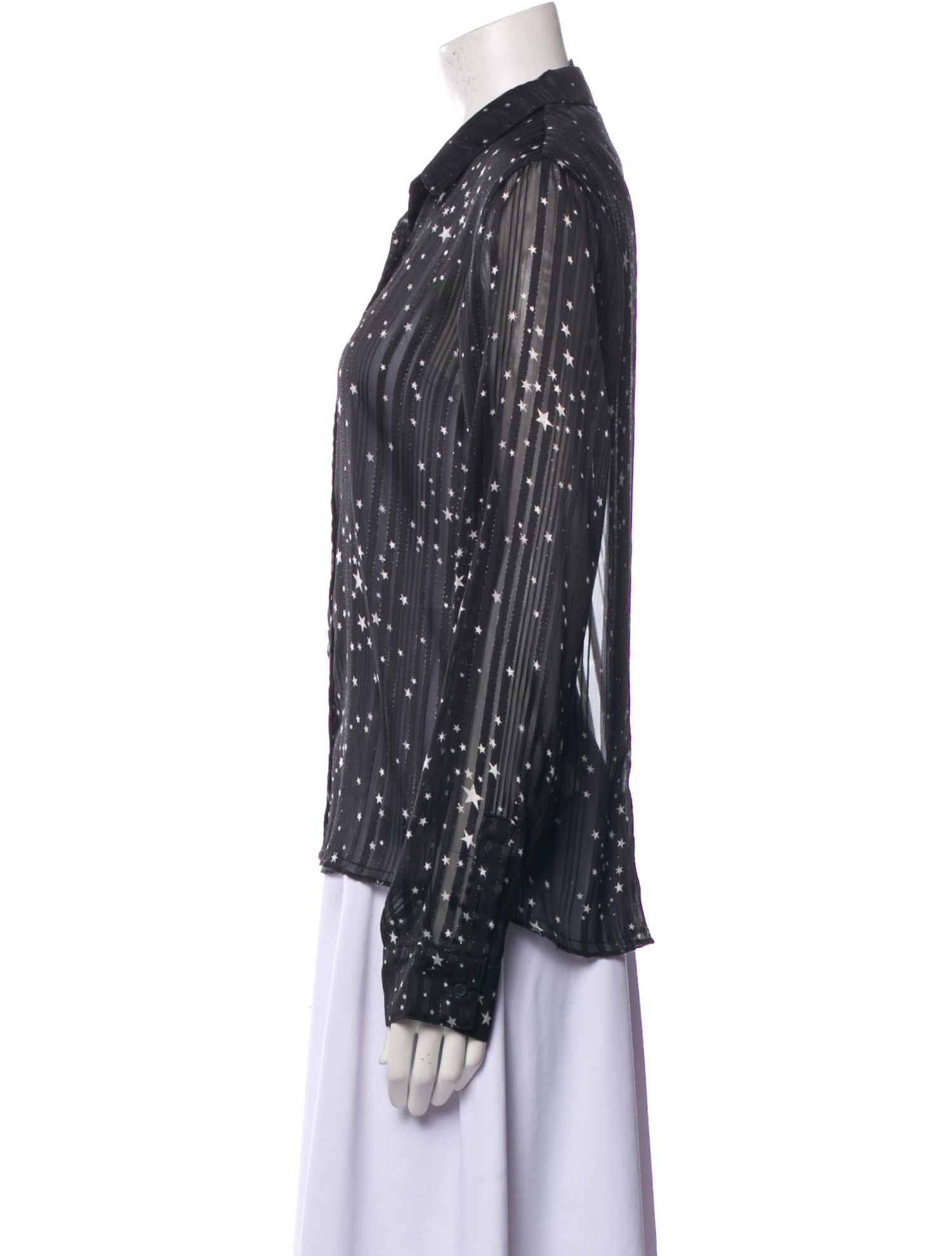 RtA Printed Long Sleeve Button-Up Top