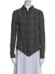 RtA Linen Plaid Print Button-Up Top