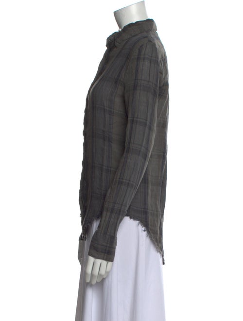 RtA Linen Plaid Print Button-Up Top