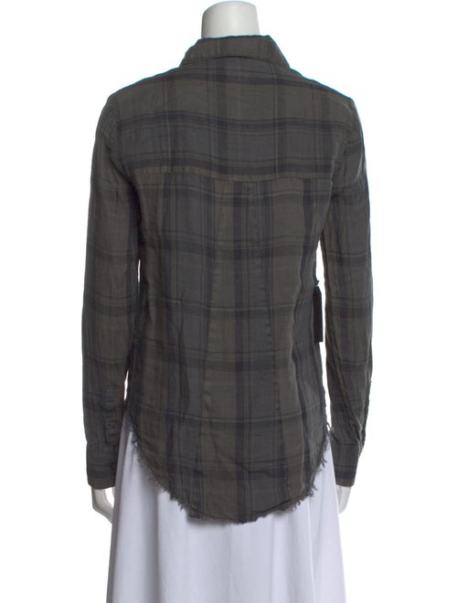 RtA Linen Plaid Print Button-Up Top