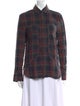 RtA Linen Plaid Print Button-Up Top
