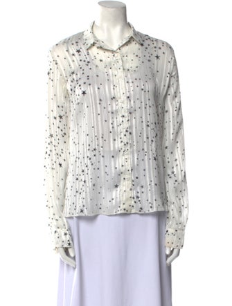 RtA Printed Long Sleeve Button-Up Top