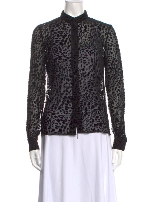 RtA Animal Print Mock Neck Button-Up Top