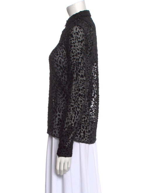 RtA Animal Print Mock Neck Button-Up Top