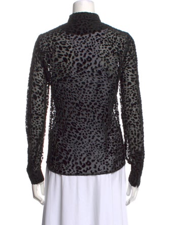 RtA Animal Print Mock Neck Button-Up Top