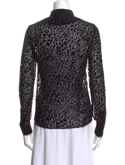 RtA Animal Print Mock Neck Button-Up Top