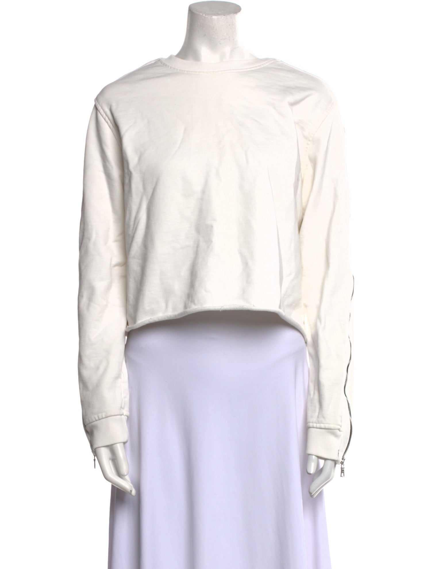 RtA Bateau Neckline Long Sleeve Crop Top