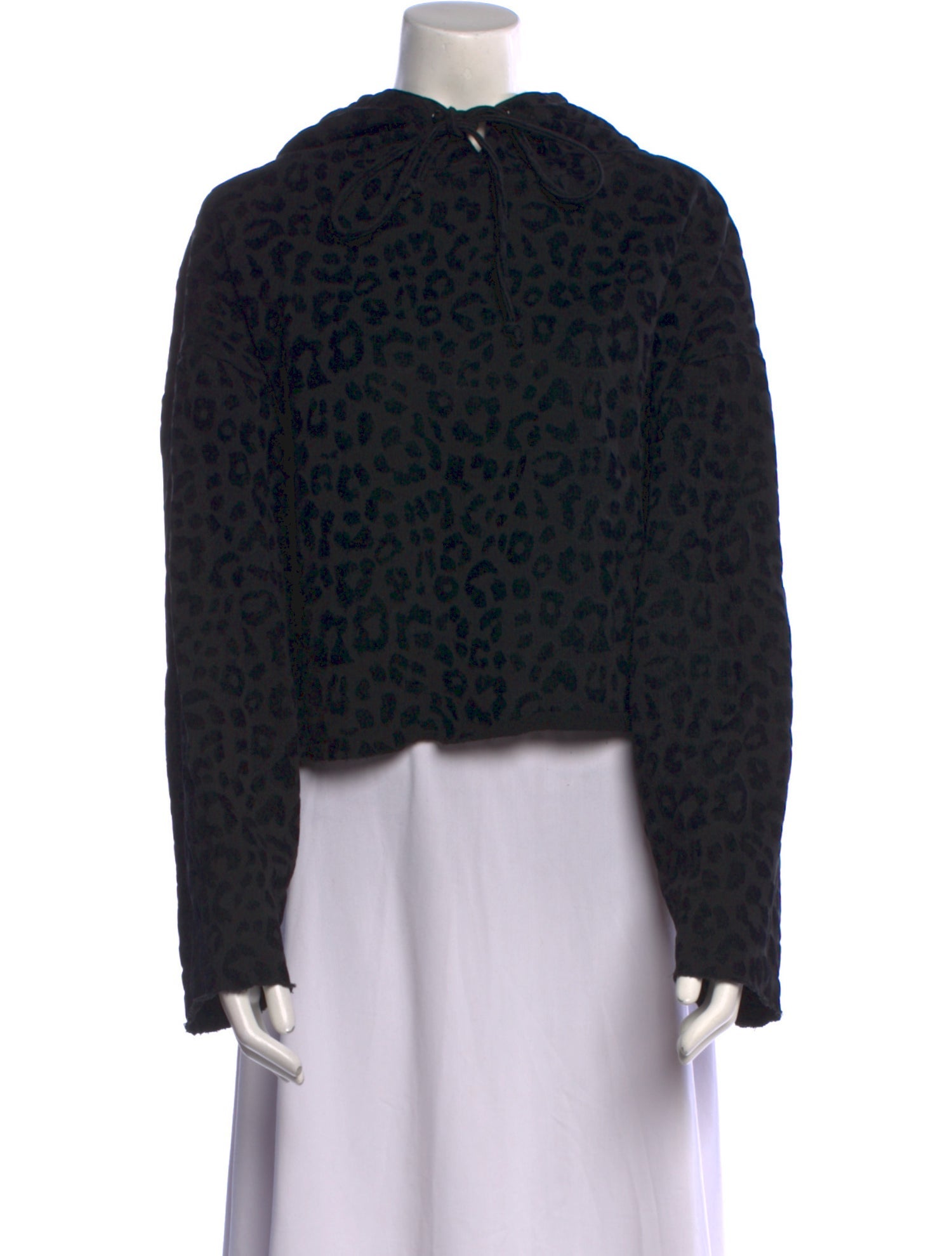 RtA Animal Print Tie Neck Crop Top