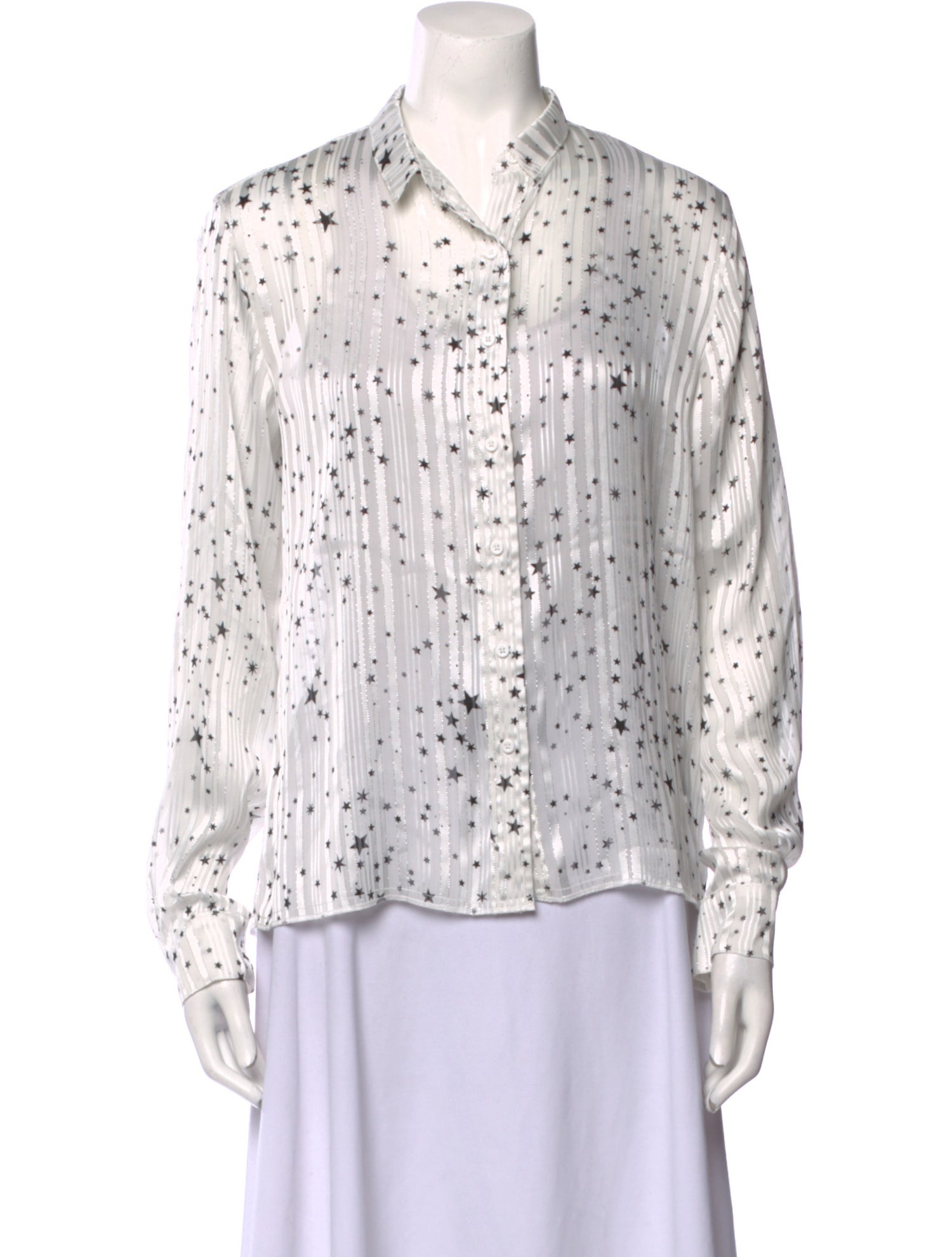 RtA Printed Long Sleeve Button-Up Top