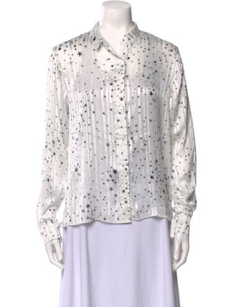 RtA Printed Long Sleeve Button-Up Top