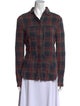 RtA Linen Plaid Print Button-Up Top