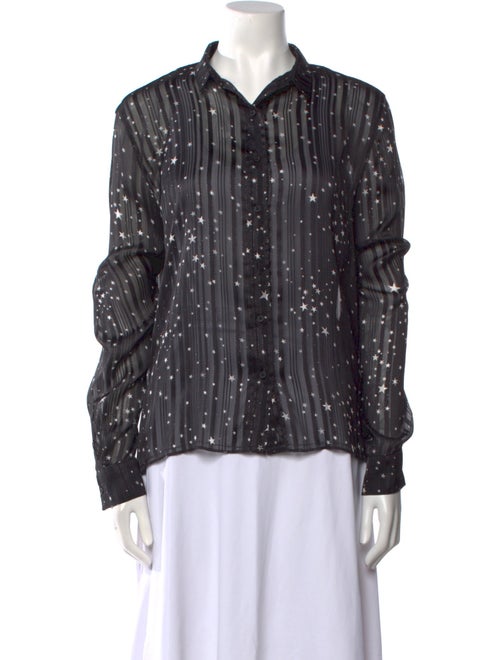 RtA Printed Long Sleeve Button-Up Top