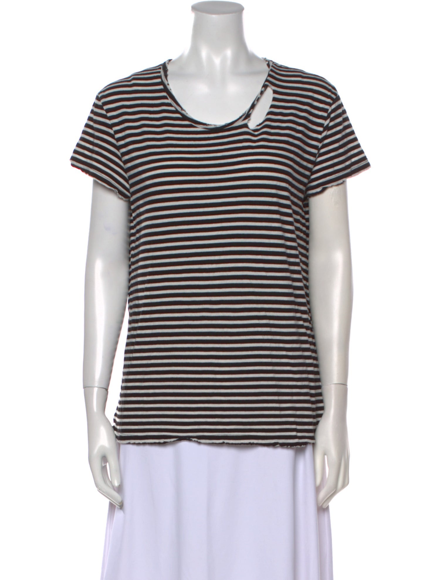 RtA Striped Scoop Neck T-Shirt