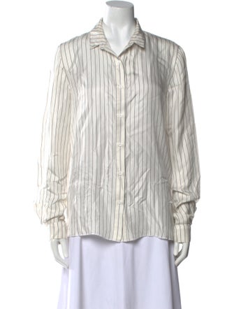 RtA Silk Striped Button-Up Top