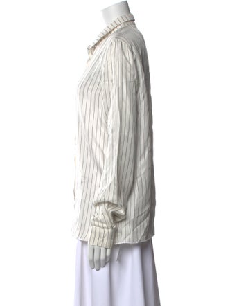 RtA Silk Striped Button-Up Top