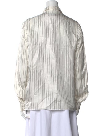 RtA Silk Striped Button-Up Top