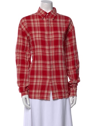 RtA Plaid Print Long Sleeve Button-Up Top