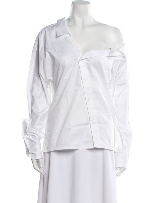 RtA One-Shoulder Long Sleeve Button-Up Top