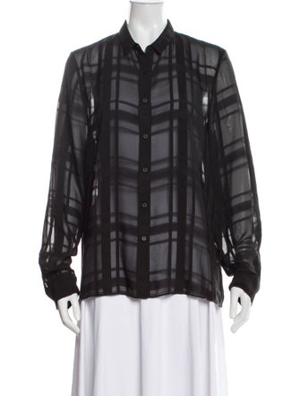 RtA Plaid Print Long Sleeve Button-Up Top