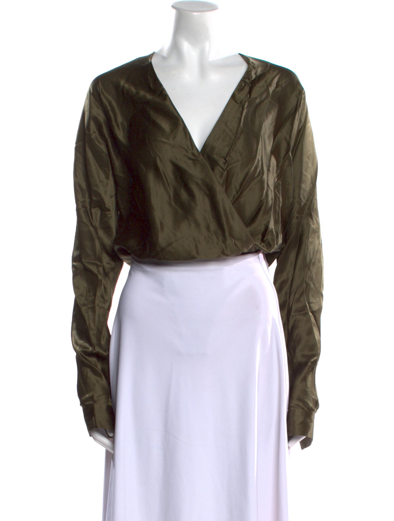 RtA Silk V-Neck Crop Top