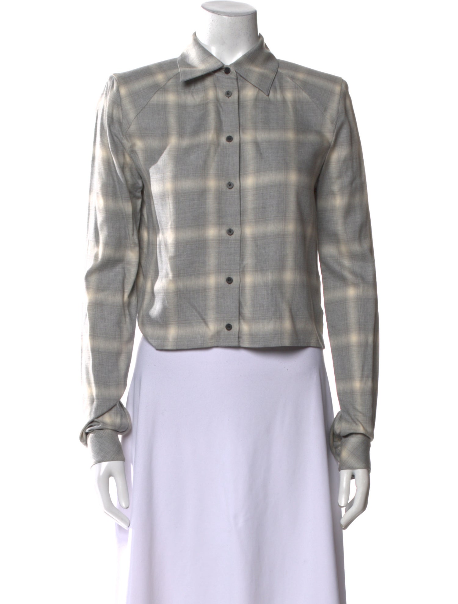 RtA Plaid Print Long Sleeve Button-Up Top