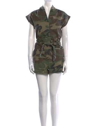RtA Camouflage Print V-Neck Romper