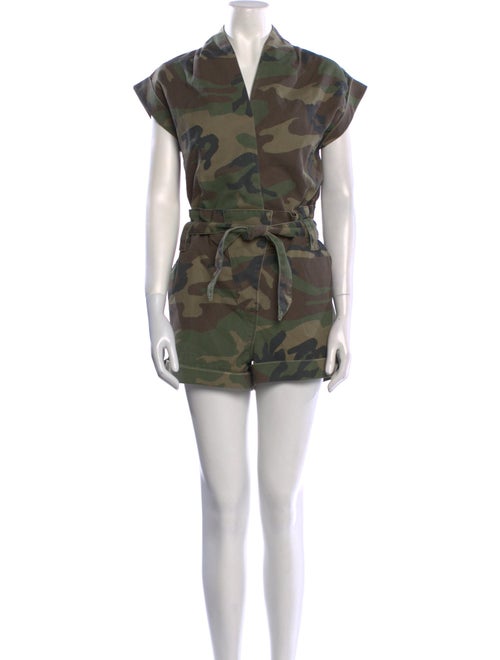 RtA Camouflage Print V-Neck Romper
