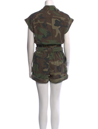 RtA Camouflage Print V-Neck Romper
