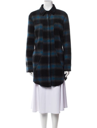 RtA Wool Plaid Print Faux Fur Coat