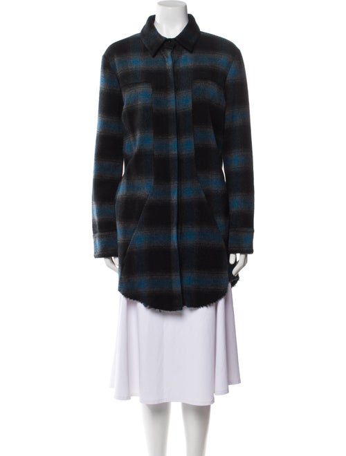 RtA Wool Plaid Print Faux Fur Coat