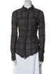 RtA Linen Plaid Print Button-Up Top