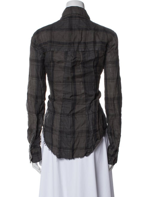 RtA Linen Plaid Print Button-Up Top