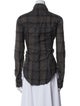 RtA Linen Plaid Print Button-Up Top