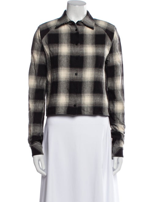 RtA Plaid Print Long Sleeve Crop Top