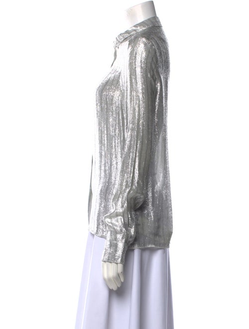 RtA Silk Mock Neck Button-Up Top