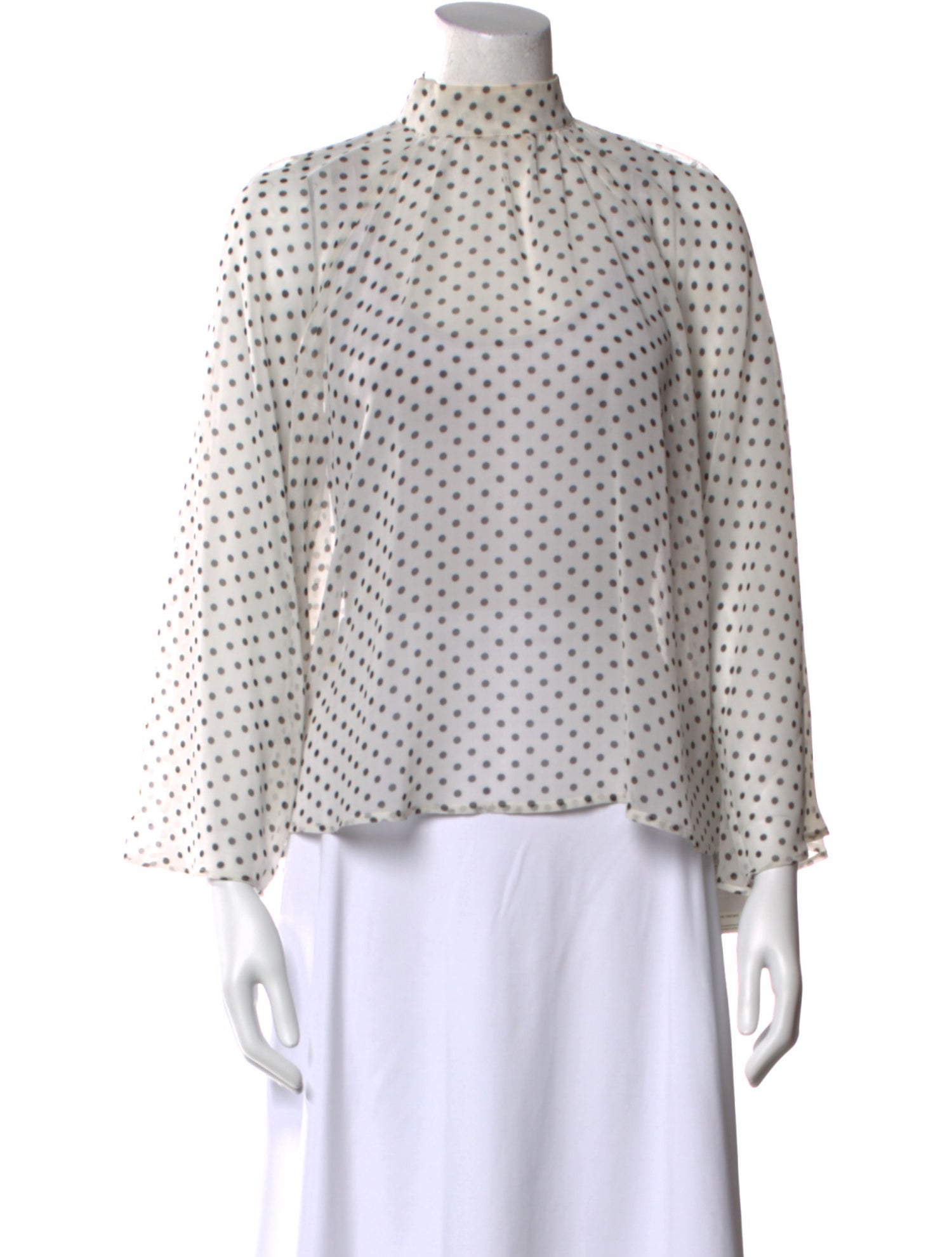 RtA Polka Dot Print Mock Neck Blouse