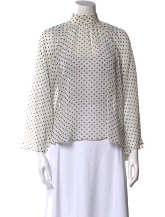 RtA Polka Dot Print Mock Neck Blouse