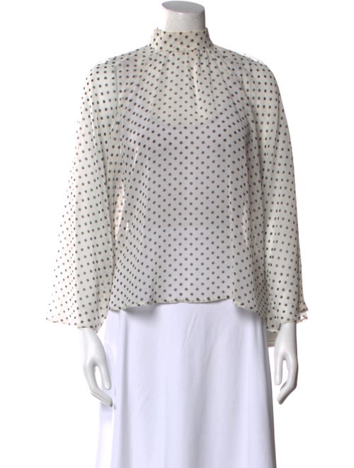 RtA Polka Dot Print Mock Neck Blouse