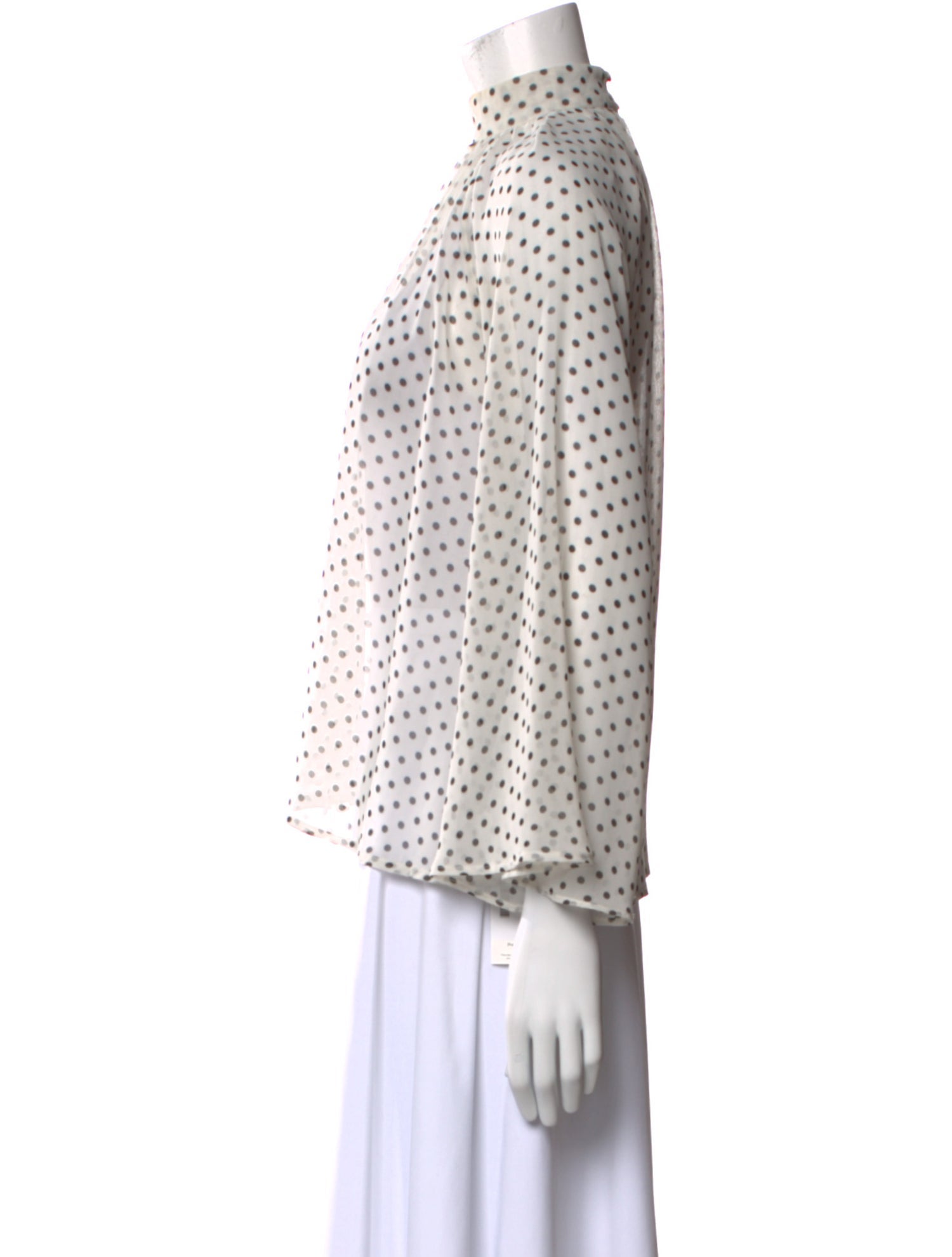 RtA Polka Dot Print Mock Neck Blouse