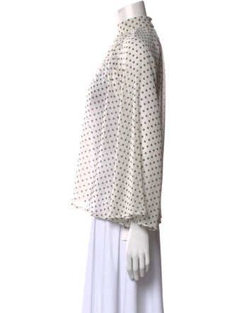 RtA Polka Dot Print Mock Neck Blouse