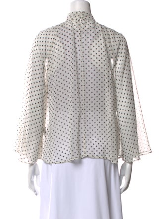RtA Polka Dot Print Mock Neck Blouse