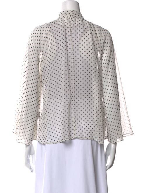RtA Polka Dot Print Mock Neck Blouse