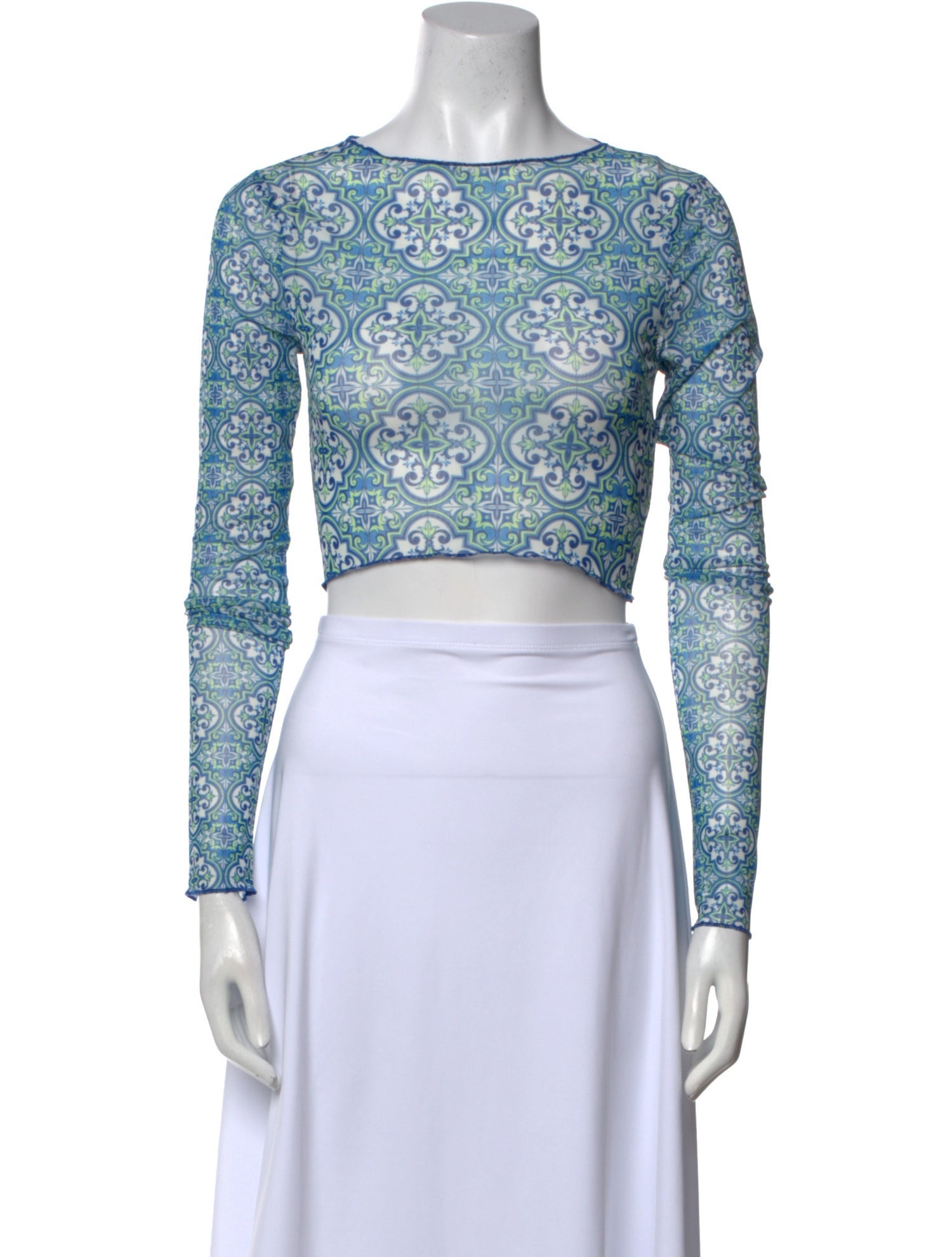 RtA Paisley Print Bateau Neckline Crop Top