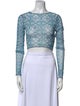 RtA Paisley Print Bateau Neckline Crop Top